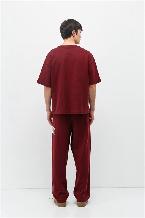 Wholesale Mens Bordeaux T-Shirt and Pants Set