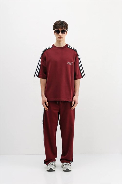 Wholesale Mens Bordeaux T-Shirt and Pants Set
