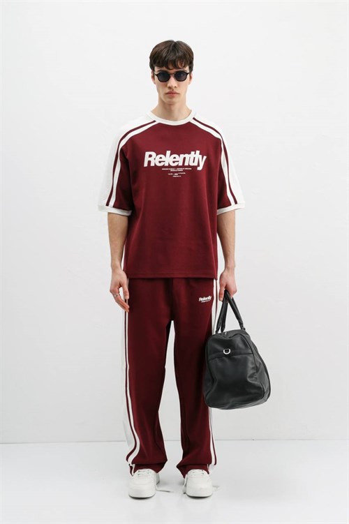 Wholesale Mens Bordeaux T-Shirt and Pants Set