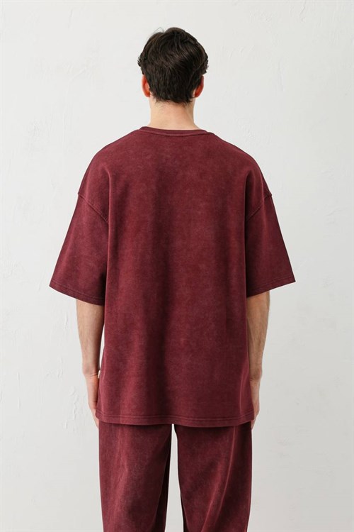 Wholesale Mens Bordeaux T-Shirt and Pants Set
