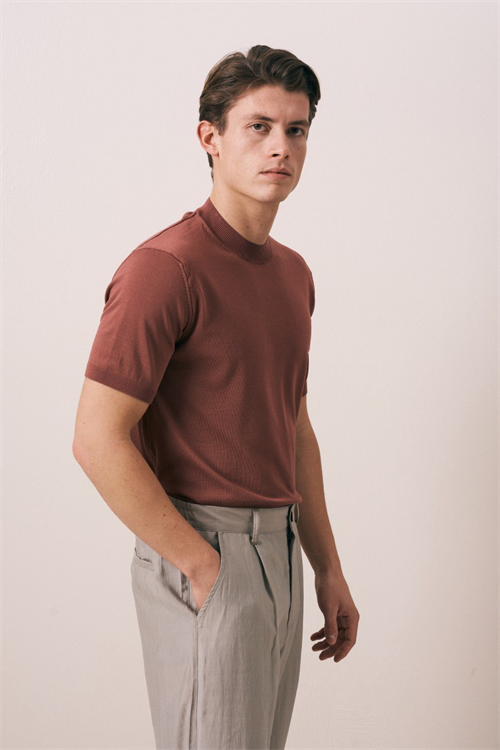 Wholesale Mens Brick Knit Crew-Neck T-Shirt