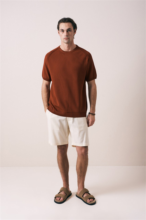 Wholesale Mens Brick Knit Crew-Neck T-Shirt