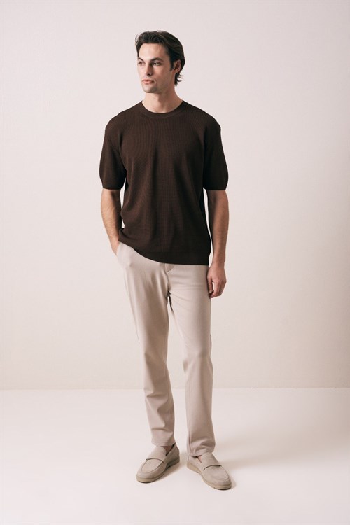Wholesale Mens Brown Crew-Neck T-Shirt