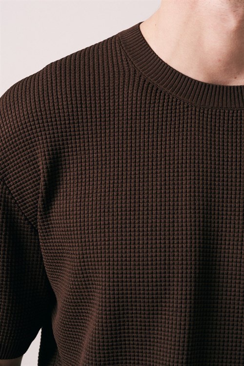 Wholesale Mens Brown Crew-Neck T-Shirt