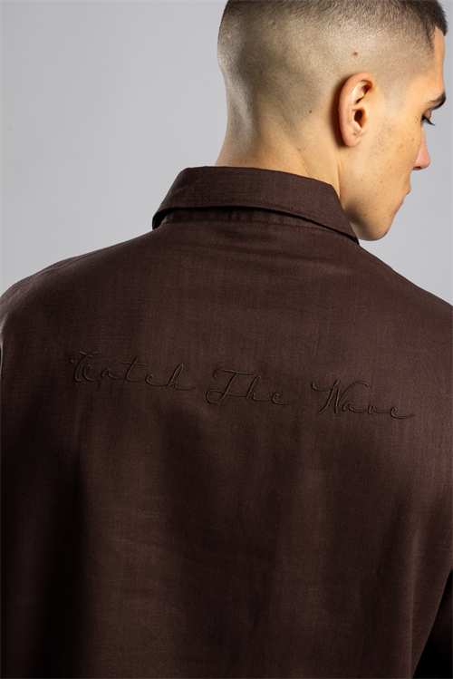 Wholesale Mens Brown Embroidered Shirt