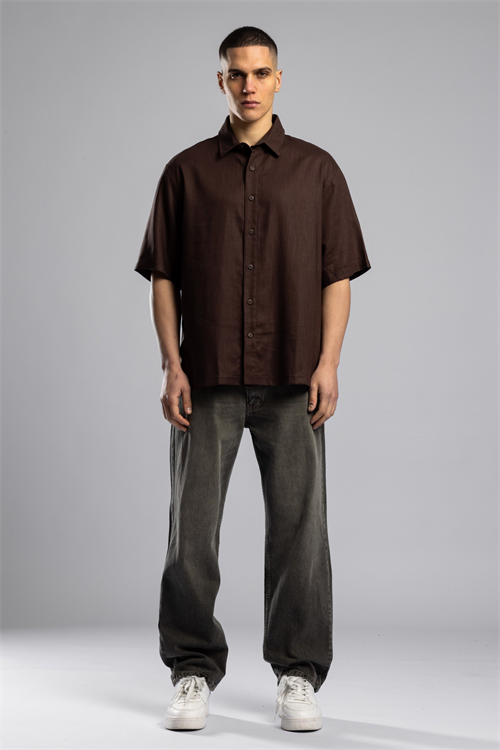 Wholesale Mens Brown Embroidered Shirt