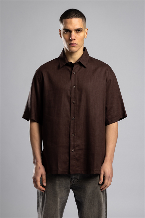 Wholesale Mens Brown Embroidered Shirt