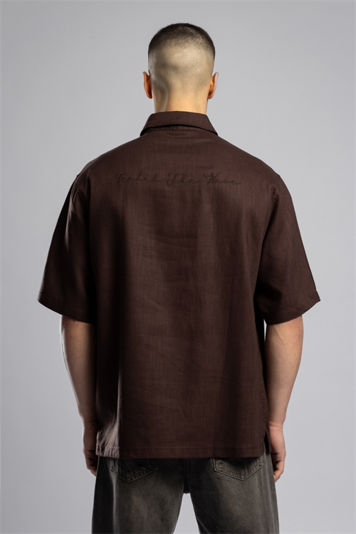 Wholesale Mens Brown Embroidered Shirt