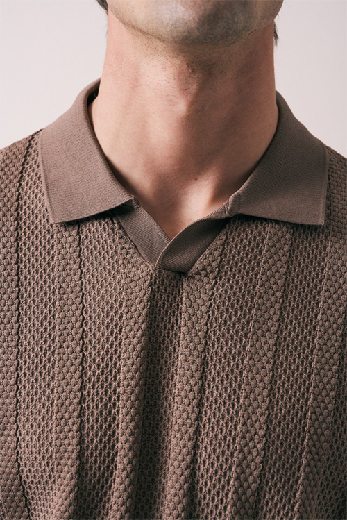 Wholesale Mens Brown Knit Crew-Neck T-Shirt