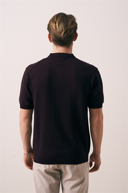 Wholesale Mens Brown Knit Crew-Neck T-Shirt