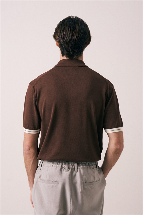 Wholesale Mens Brown Knit Polo Shirt