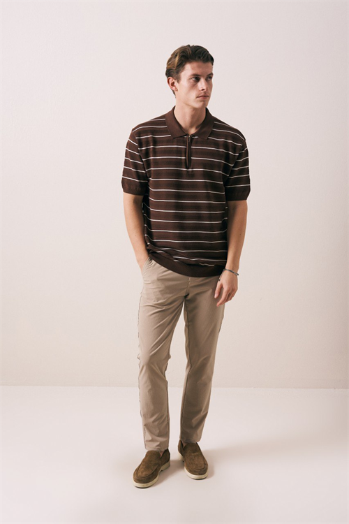 Wholesale Mens Brown Knit Polo Shirt