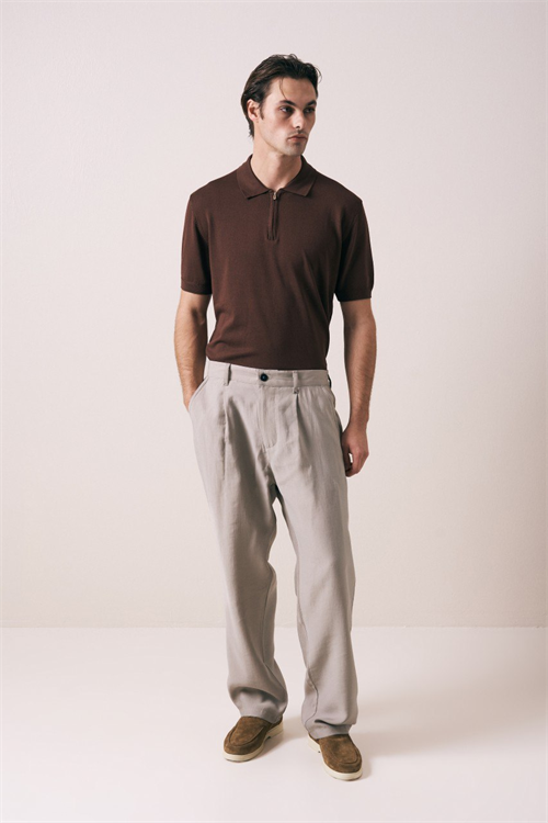 Wholesale Mens Brown Knit Polo Shirt