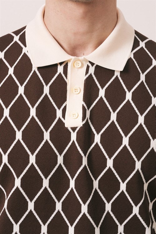 Wholesale Mens Brown Knit Polo T-Shirt