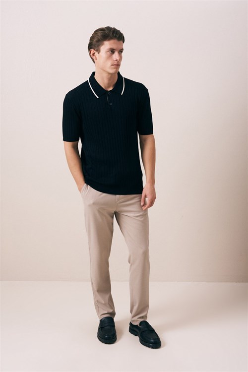 Wholesale Mens Black Knit Polo T-Shirt