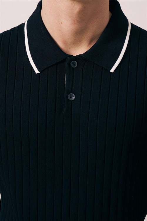 Wholesale Mens Black Knit Polo T-Shirt