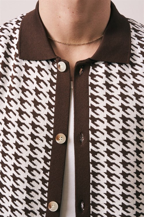 Wholesale Mens Brown Knit Shirt