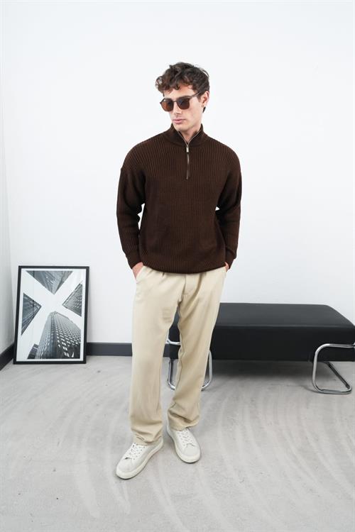 Wholesale Mens Brown Knit Sweater