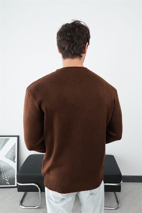 Wholesale Mens Brown Knit Sweater