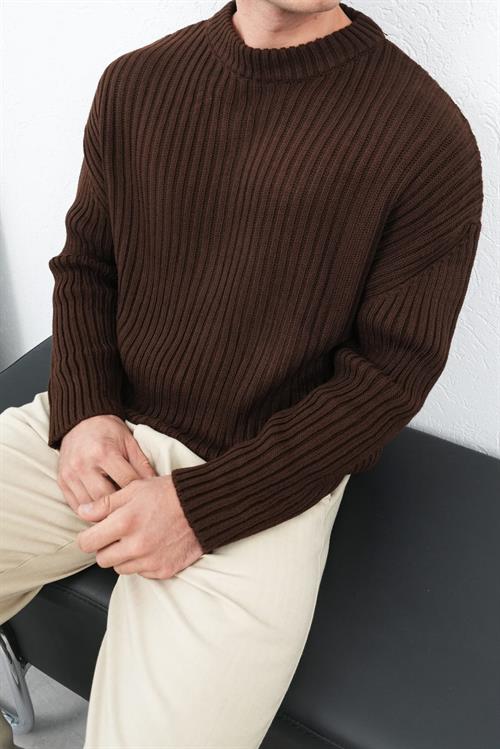 Wholesale Mens Brown Knit Sweater