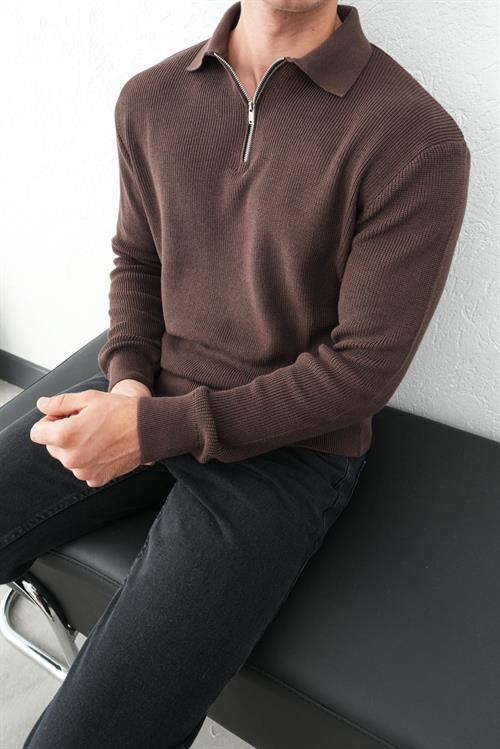 Wholesale Mens Brown Knit Sweater
