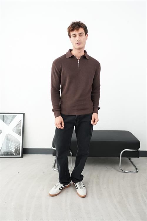 Wholesale Mens Brown Knit Sweater