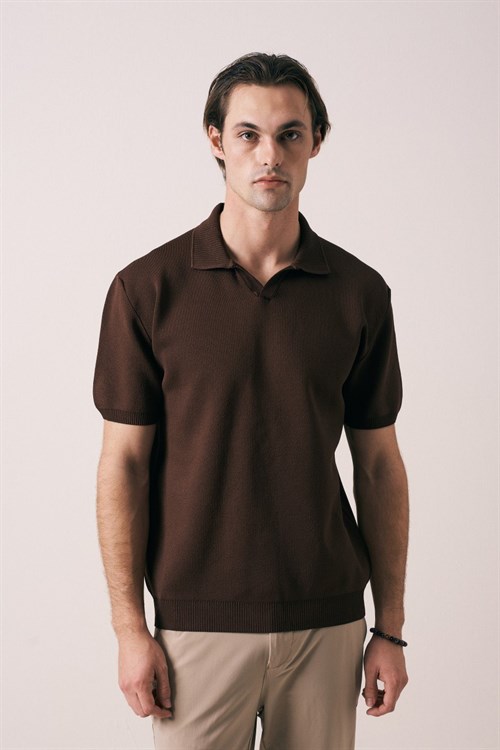 Wholesale Mens Brown Knit T-Shirt