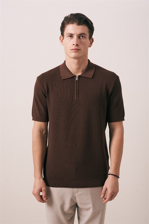 Wholesale Mens Brown Knit T-Shirt