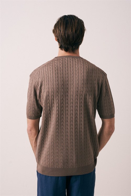 Wholesale Mens Brown Knit T-Shirt