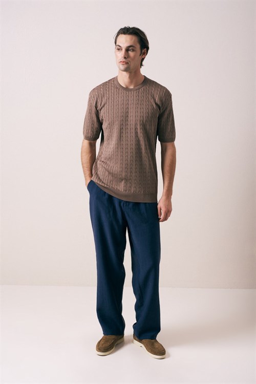 Wholesale Mens Brown Knit T-Shirt