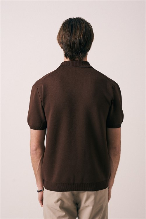 Wholesale Mens Brown Knit T-Shirt