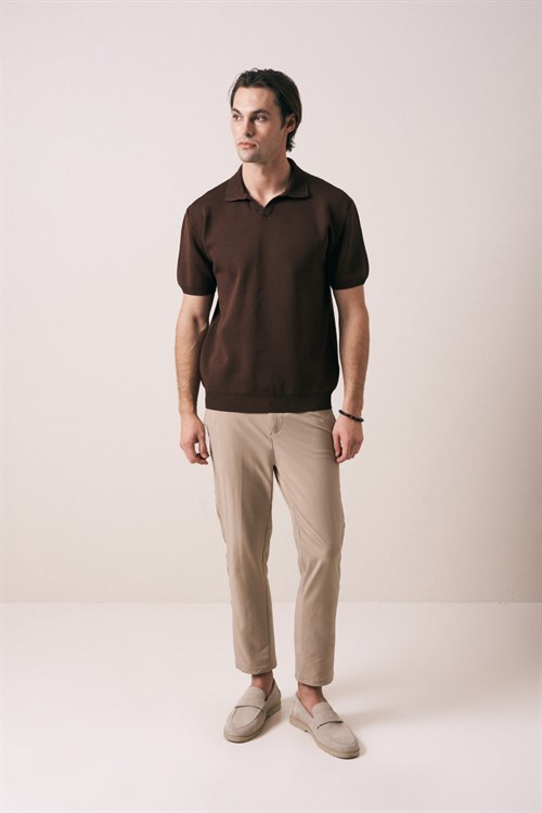 Wholesale Mens Brown Knit T-Shirt
