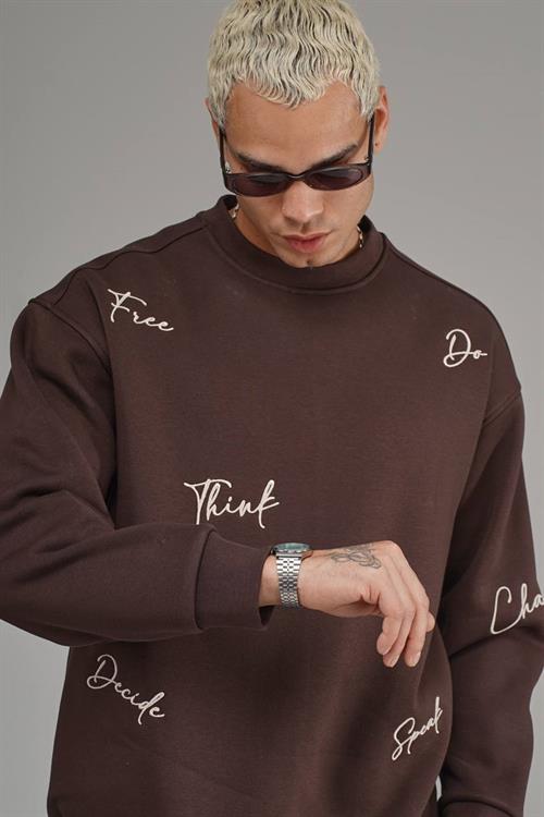 Wholesale Mens Brown Oversized Sweatshirt