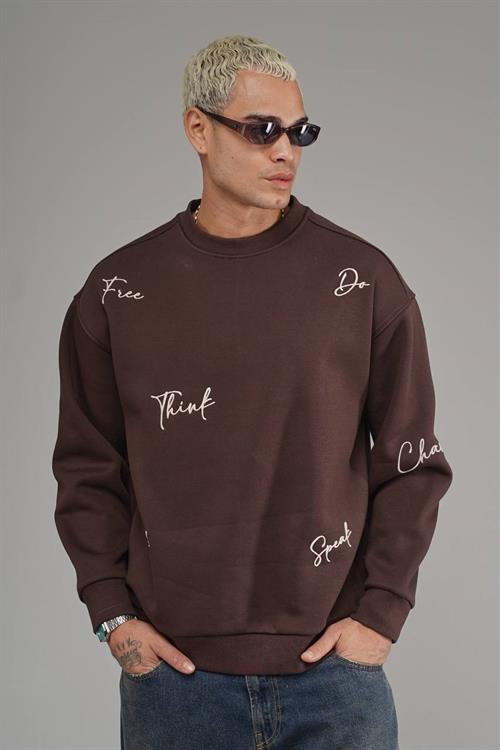 Wholesale Mens Brown Oversized Sweatshirt