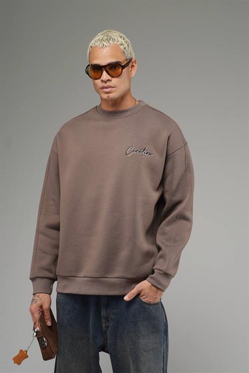 Wholesale Mens Brown  Oversized Sweatshirt 