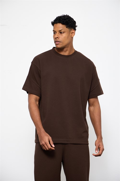 Wholesale Mens Brown Oversized T-Shirt and Sweatpants Set