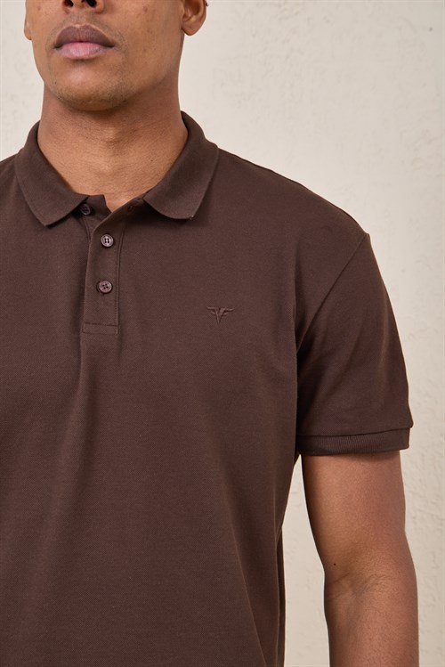 Wholesale Mens Brown Pique Fabric Polo Shirt