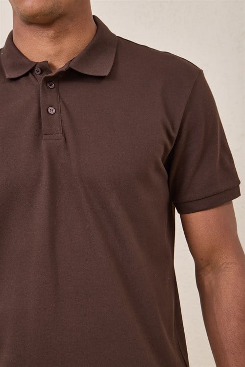 Wholesale Mens Brown Pique Fabric Polo Shirt