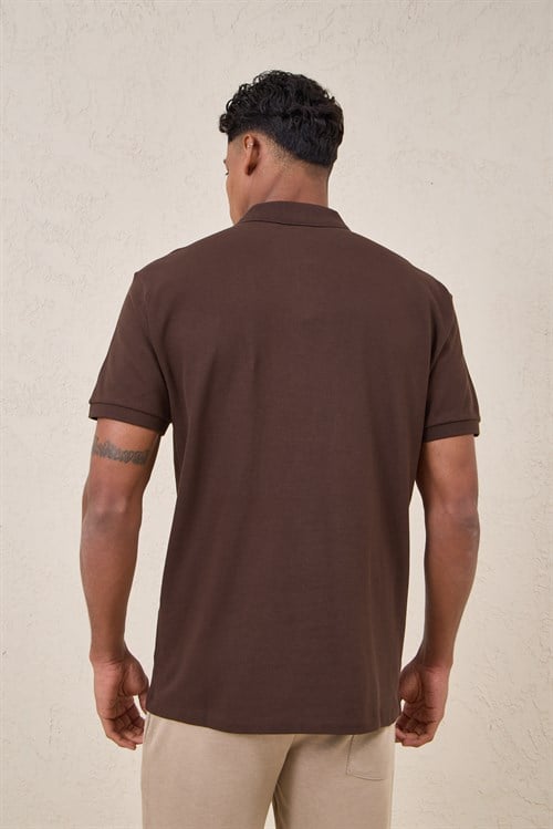 Wholesale Mens Brown Pique Fabric Polo Shirt