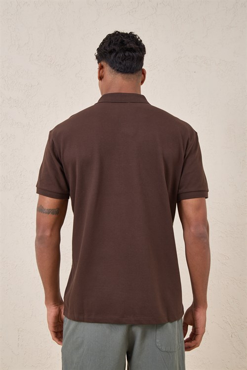 Wholesale Mens Brown Pique Fabric Polo Shirt