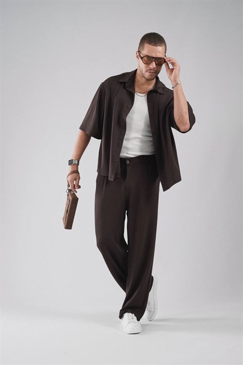 Wholesale Mens Brown Shirt and Pants Set