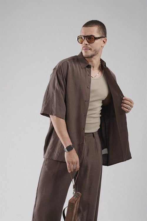 Wholesale Mens Brown Shirt and Pants Set
