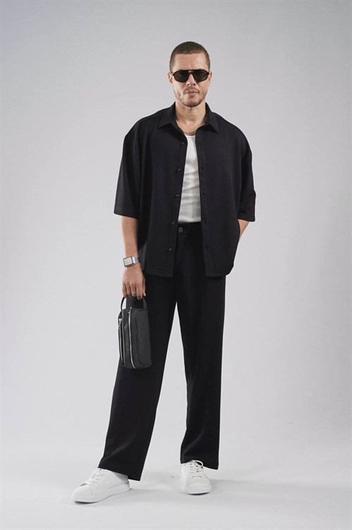 Wholesale Mens Black Shirt and Pants Set