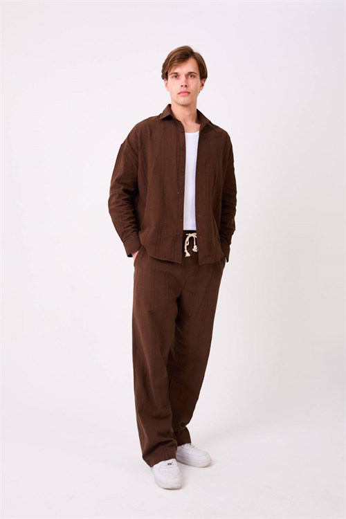 Wholesale Mens Brown Shirt And Pants Set