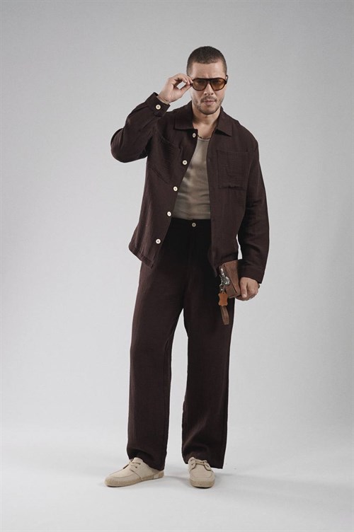 Wholesale Mens Brown Shirt and Pants Set