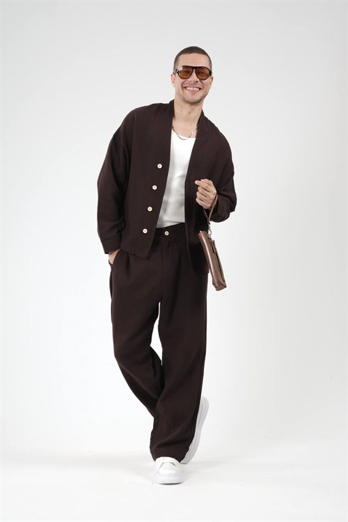 Wholesale Mens Brown Shirt and Pants Set