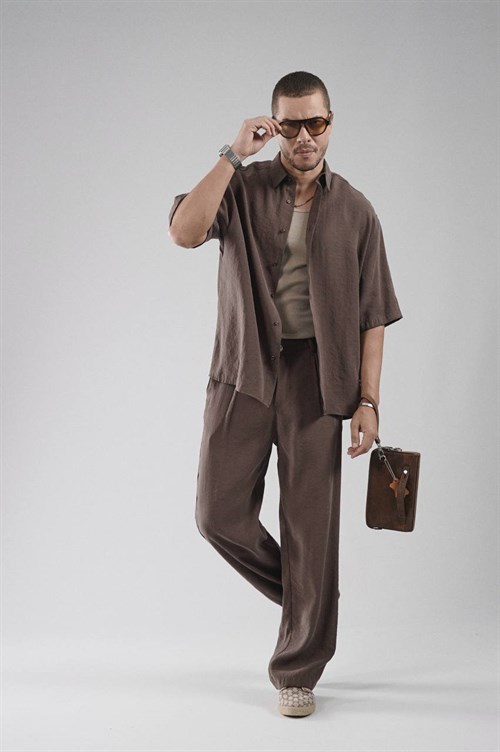 Wholesale Mens Brown Shirt and Pants Set
