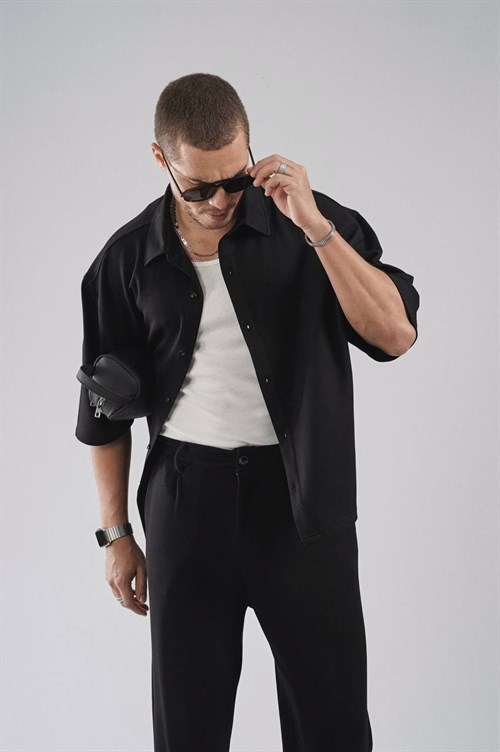 Wholesale Mens Black Shirt and Pants Set