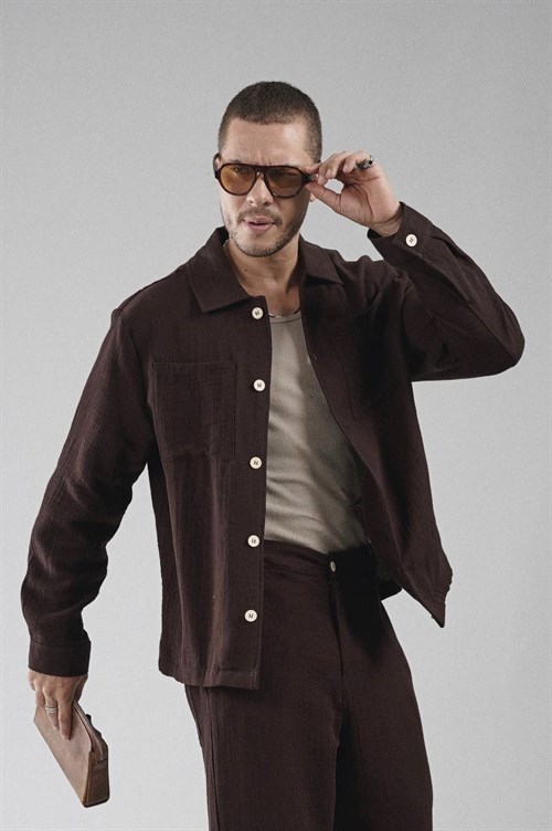 Wholesale Mens Brown Shirt and Pants Set