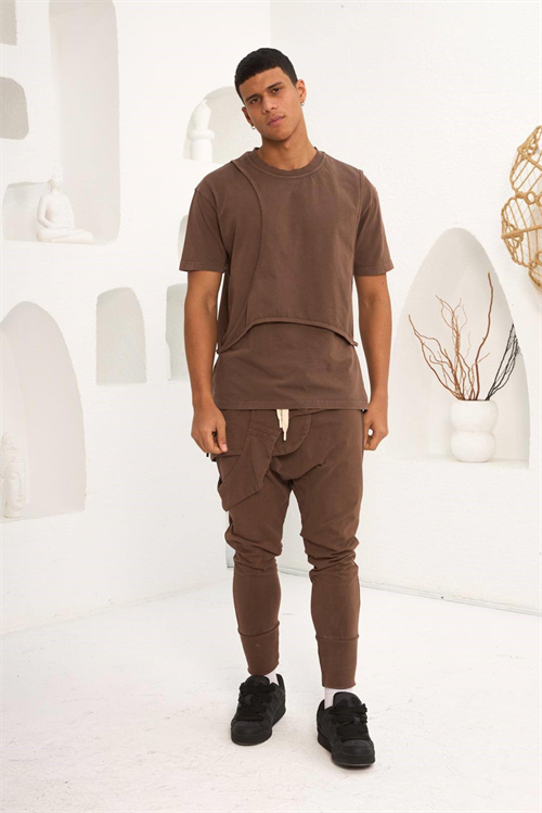 Wholesale Mens Brown T-Shirt and Pants Set